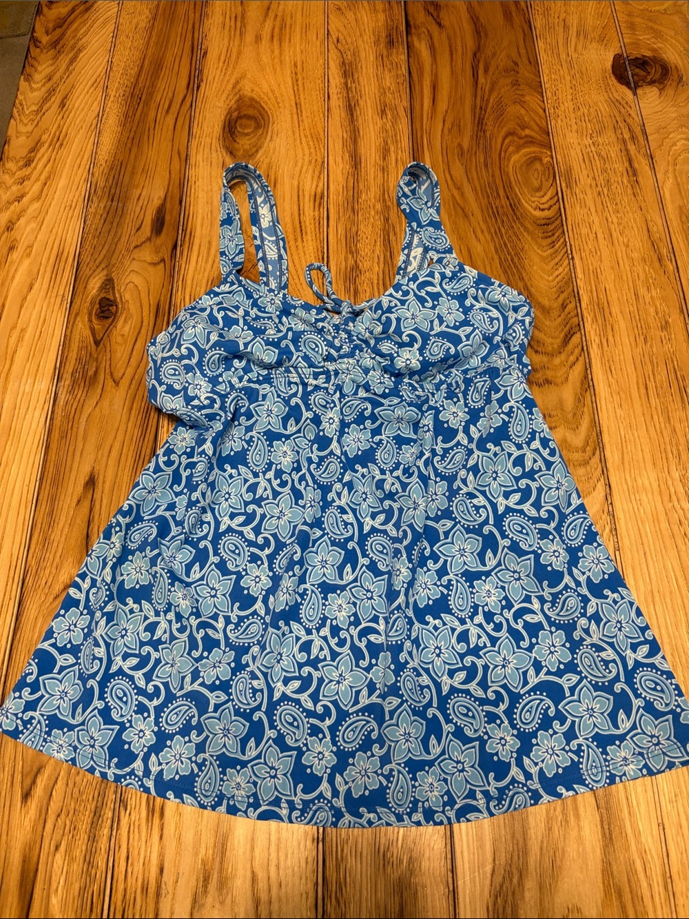 Motherhood Maternity Blue Paisley Floral Tank with Adjustable Straps